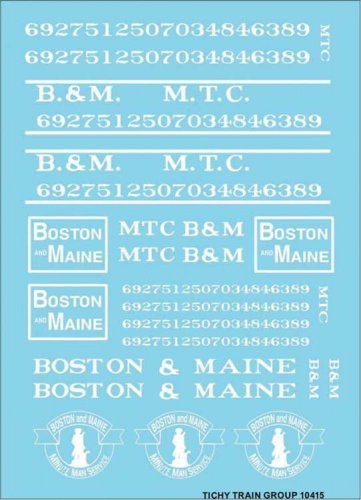 Railroad Decal Set -- Boston & Maine - MTC Roadname Set (white), N, Tichy Train Group 10415N