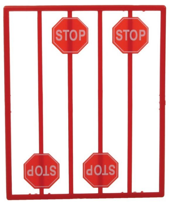 Red Stop Signs -- pkg(8), O, Tichy Train Group 2070