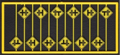 Highway Grade Crossing Warning Signs -- Yellow w/Black Print pkg(12), HO, Tichy Train Group 8252