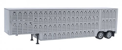 48′ Livestock Trailer - Assembled -- Silver, HO, Herpa Models 5354
