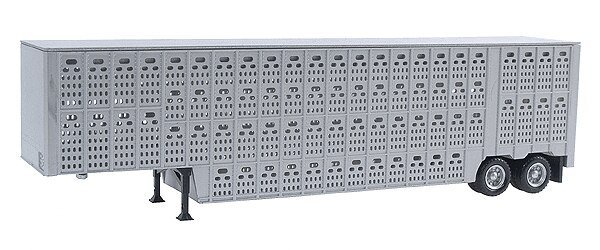 48′ Livestock Trailer - Assembled -- Silver, HO, Herpa Models 5354