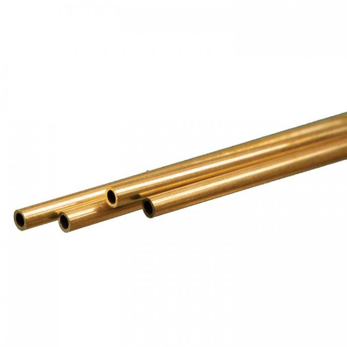 Round Brass Tube -- .12′ 3mm OD 0.45mm Wall x 300mm Long pkg(4), All Scales, K & S Engineering 9821