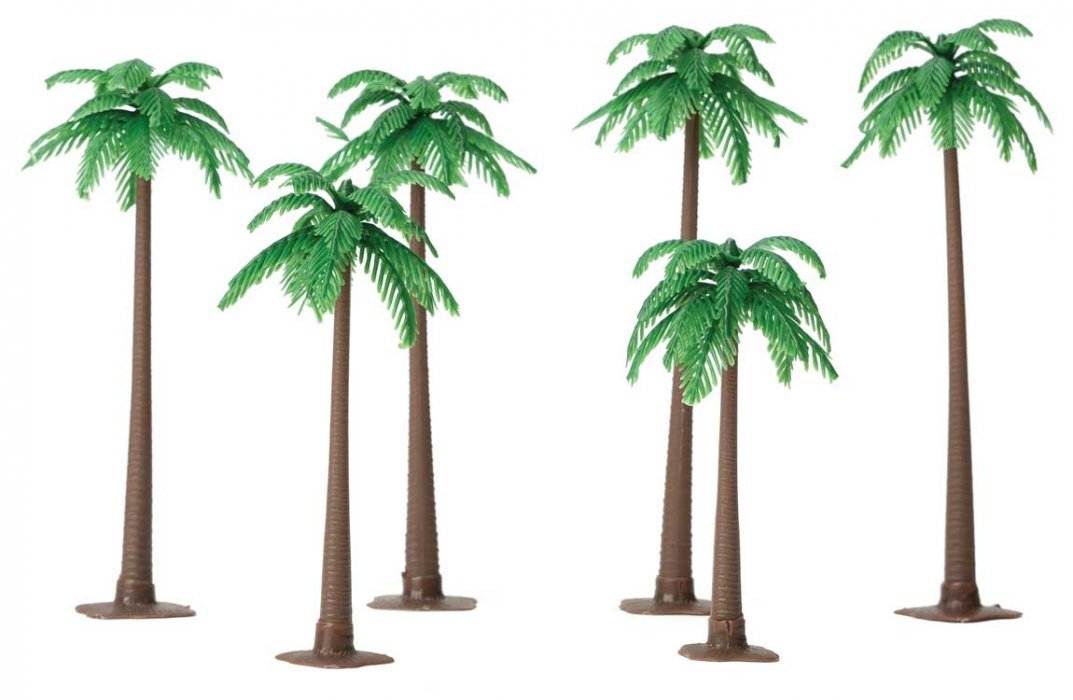 Palm Trees - Super Scenic Series -- 3 to 5′ 7.6 to 12.7cm pkg(6), All Scales, JTT Miniature Tree 92136