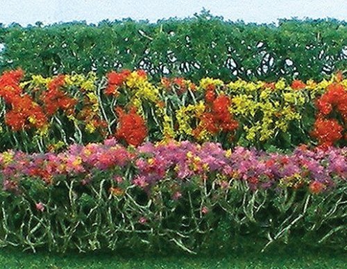Flower Hedges - 5 x 3/8 x 5/8′ 12.7 x 1 x 1.6cm pkg(8) -- Red, Pink, Yellow & Purple, HO, JTT Miniature Tree 95509