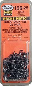 156 Whisker(R) Scale Knuckle Couplers - Kit - Magne-Matic(R) -- Long Centerset Shank - 25, HO, Kadee Quality Products 15625