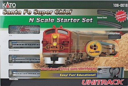 Santa Fe Super Chief Starter Set -- Santa Fe (silver), N, Kato USA Inc 1060018