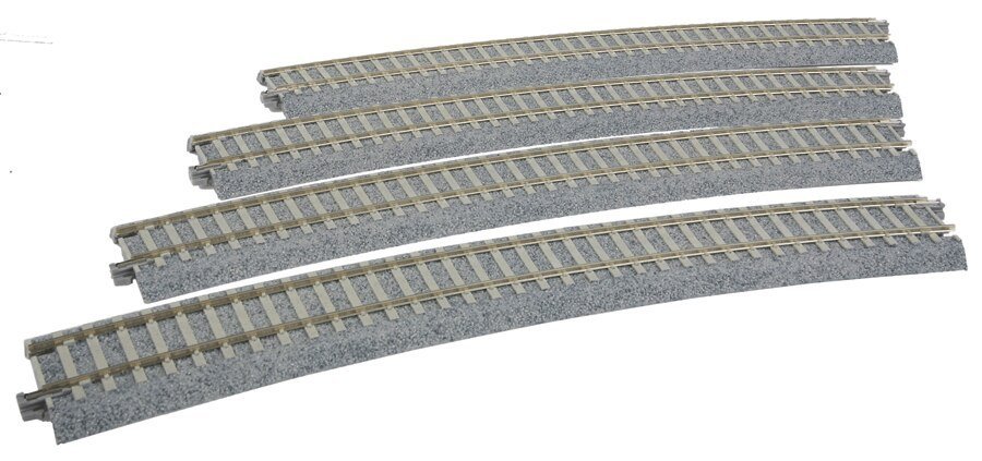 Superelevated Curve Track w/Concrete Ties - Unitrack -- 28-3/4′ 730mm Radius, 22.5 Degree Sections , HO, Kato USA Inc 2241