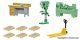 Workshop Interior Details - Kit -- Lathe, Drill Press, Workbench, 6 Pallets, Pallet Jack, N, Kibri 37495