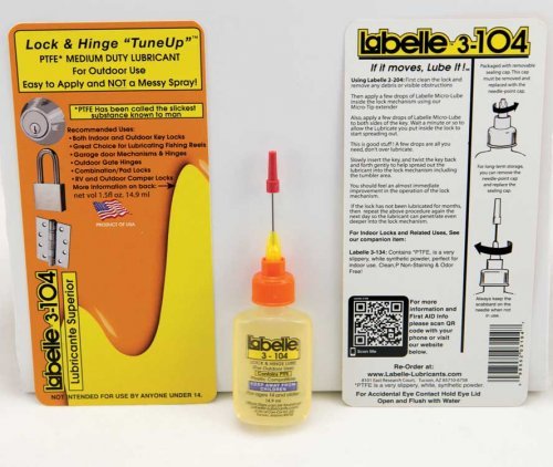 Outdoor Lock and Hinge Lube -- 1/2oz 14.9ml, All Scales, Labelle Industries 3104