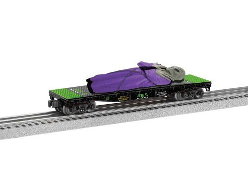 Flatcar w/Alien Load - 3-Rail - Ready to Run -- Area 51 Take Me to your Leader (black, green), O, Lionel 2528710