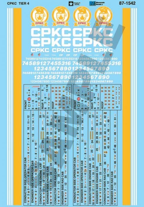 Railroad Decal Set -- Canadian Pacific Kansas City CPKC GE ET44AC Tier 4 Data Sheet, HO, Microscale Industries Inc 871542