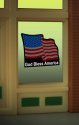 U.S. Flag Animated Neon Window Sign -- Oversized Clear Background for HO, O, Cut to as s, All Scales, Micro Structures 9095