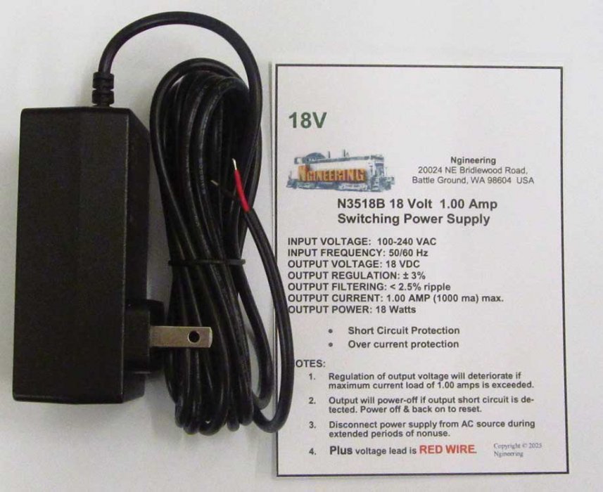 Switching Power Supply -- 18V 1A, All Scales, Ngineering N3518B