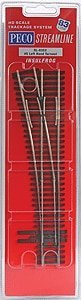 North American-Style Code 83 5 Turnout - Streamline -- Left Hand, Insulfrog, HO, Peco SL8352