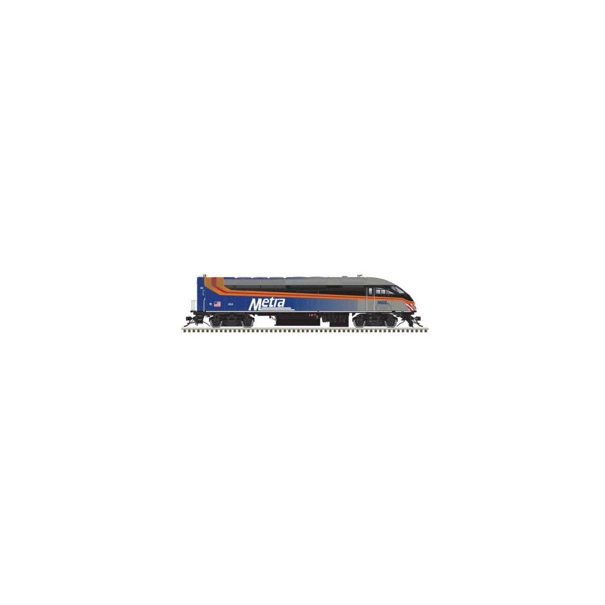 Motive Power Industries MP36PH-3C - Standard DC - Master Silver -- Metra 413 (silver, black, blue, silver Roof), HO, Atlas Model