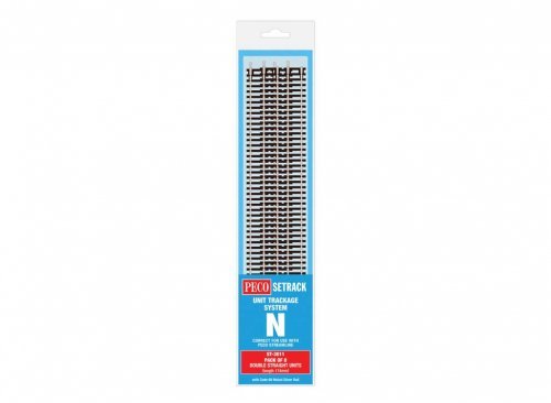 Code 80 Double Straight - Setrack -- 174mm pkg(8), N, Peco ST3011