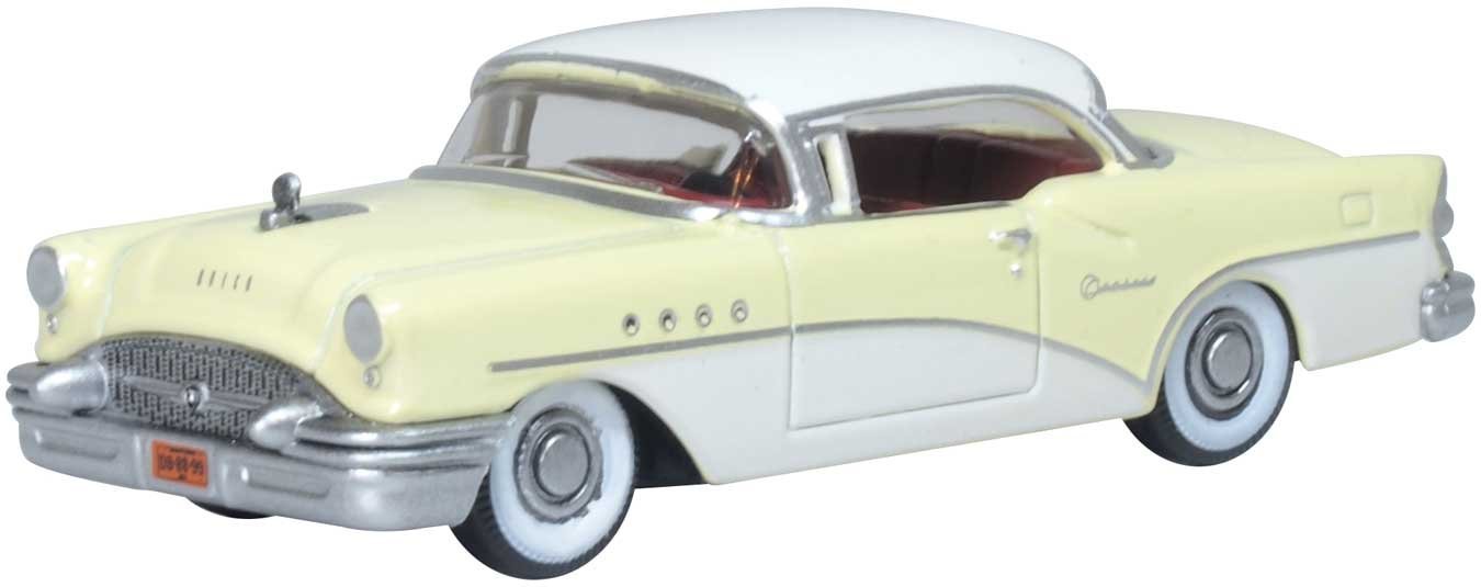 1955 Buick Century - Assembled -- Dover White, Condor Yellow, HO, Oxford Diecast 87BC55008