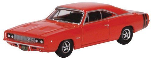 1968 Dodge Charger - Assembled -- Red, Black, HO, Oxford Diecast 87DC68001