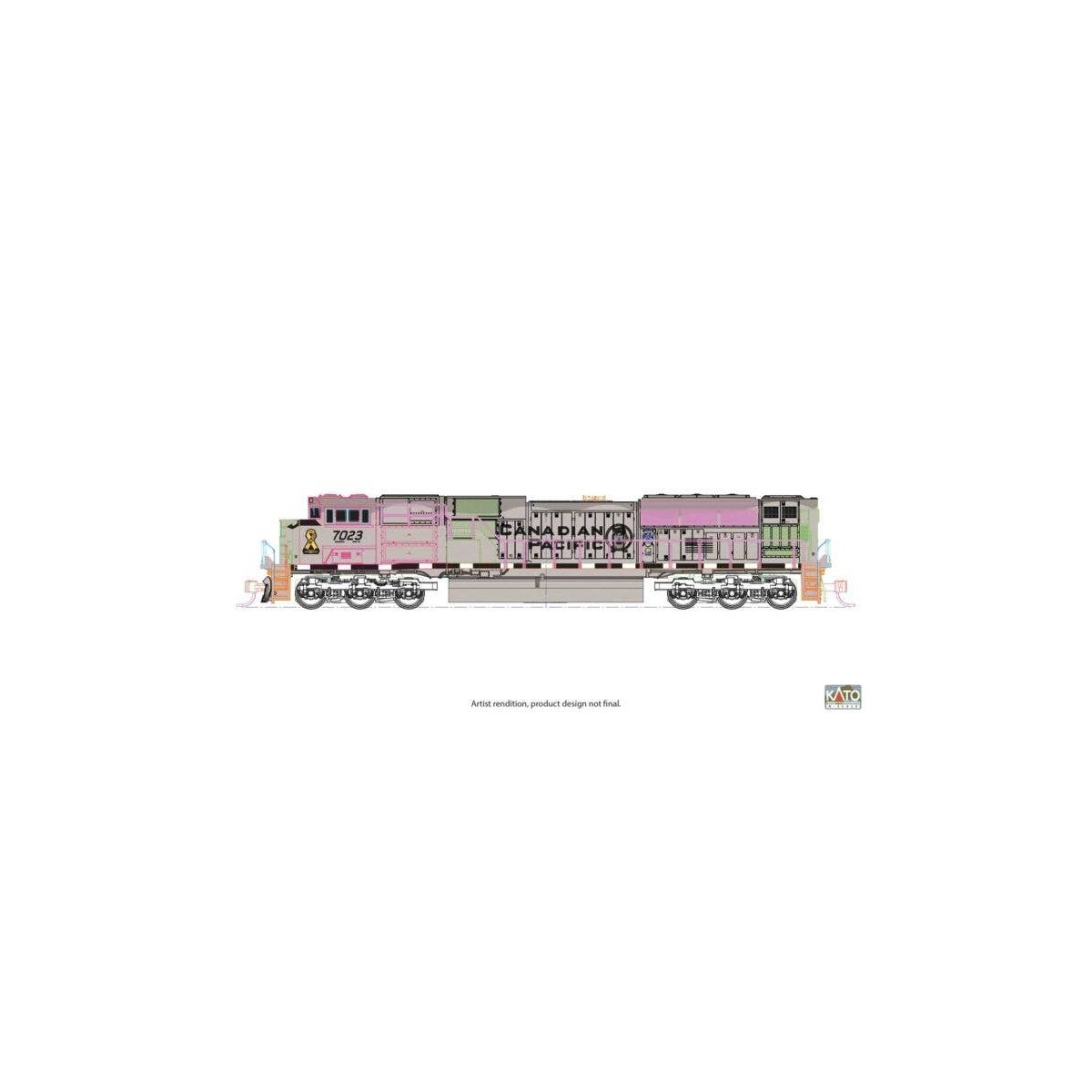 EMD SD70ACU - DCC -- Canadian Pacific 7023 (Military Heritage, gray, black, yellow ribbon), N, Kato USA Inc 1768544DCC