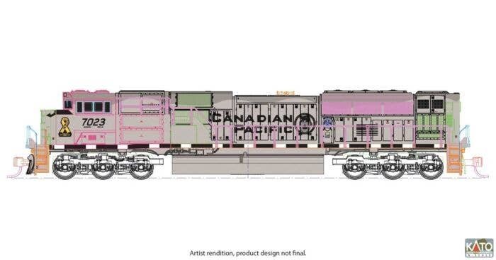 EMD SD70ACU - DCC -- Canadian Pacific 7023 (Military Heritage, gray, black, yellow ribbon), N, Kato USA Inc 1768544DCC