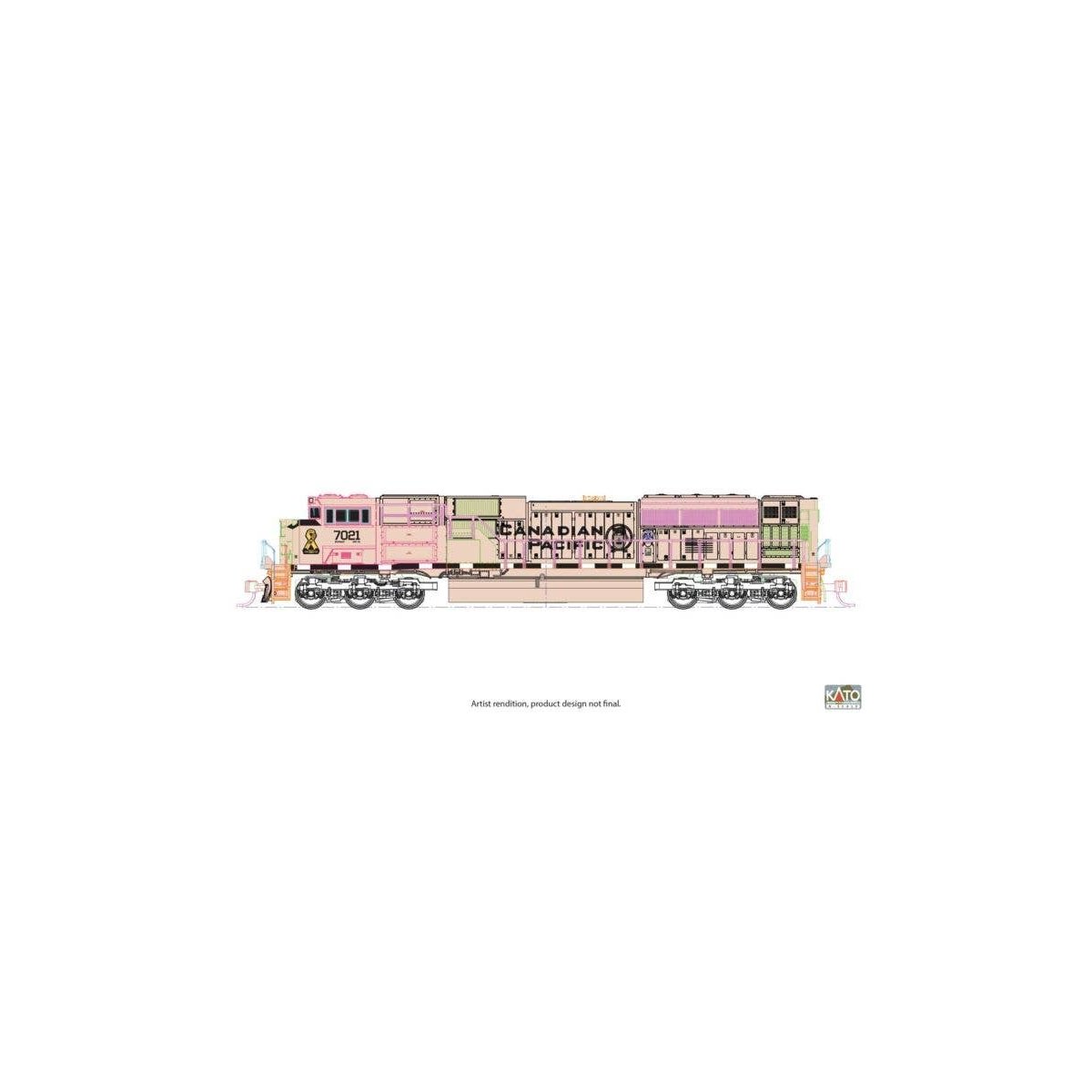 EMD SD70ACU - DCC -- Canadian Pacific 7021 (Military Heritage, beige, black, yellow ribbon), N, Kato USA Inc 1768542DCC