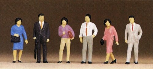 Pedestrians -- Standing Japanese Pedestrians pkg(6), HO, Preiser Kg 10119
