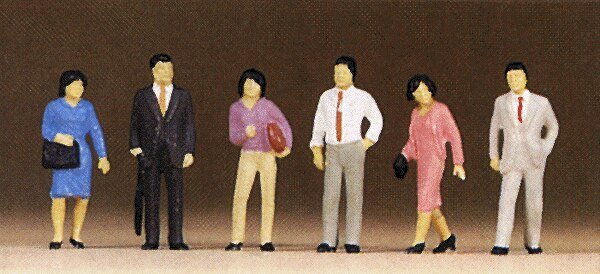 Pedestrians -- Standing Japanese Pedestrians pkg(6), HO, Preiser Kg 10119