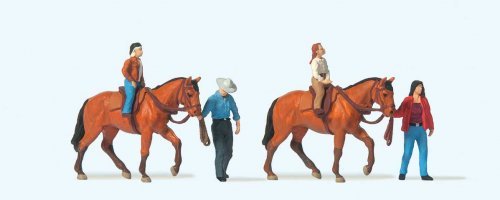 Horse Riding Lessons -- 2 Each: Riders, Trainers, Horses, HO, Preiser Kg 10794