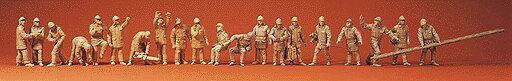 Emergency - Modern German Firefighters - Unpainted Figure Set pkg(20) -- Figures & Equipment, HO, Preiser Kg 16351