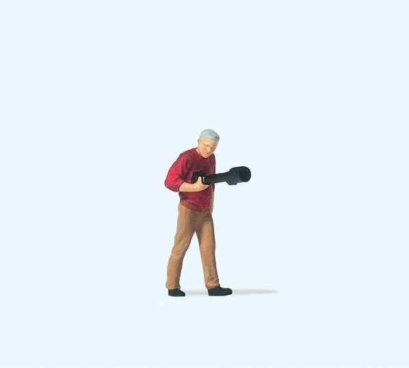 Photographer with Super Zoom Lens Individual Figure, HO, Preiser Kg 28245