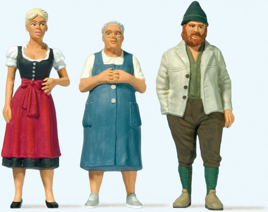 People in Bavarian Costume -- 2 Women & 1 Man, G, Preiser Kg 44921