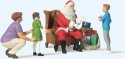 Santa Claus-Father Christmas in Chair, Mother with 3 Children, G, Preiser Kg 44931