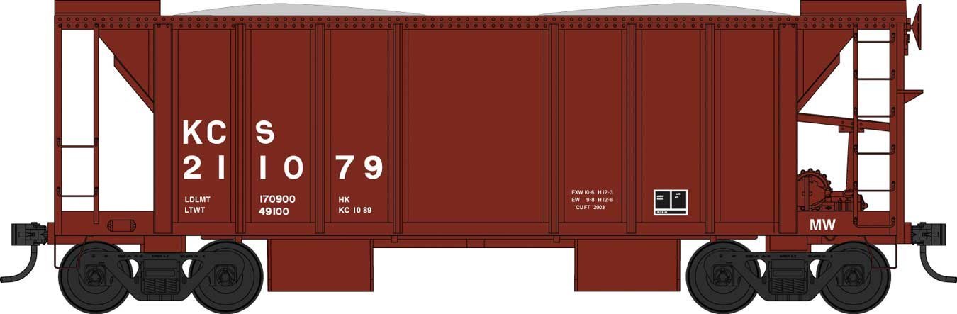 70-Ton 2-Bay Ballast Hopper with Side Chutes (Ballast Gates) - Ready to Run -- Kansas C, HO, Bowser Manufacturing Co. 43672