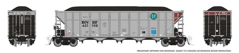 AutoFlood III Rapid Discharge Coal Hopper 6-Pack - Ready to Run -- BNSF Railway Set 1 (silver, HO, Rapido Trains Inc 169042