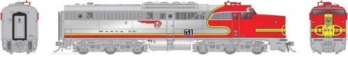 Alco PA1 - Standard DC -- Santa Fe 51L (Repowered, Warbonnet, silver, red), HO, Rapido Trains Inc 23045