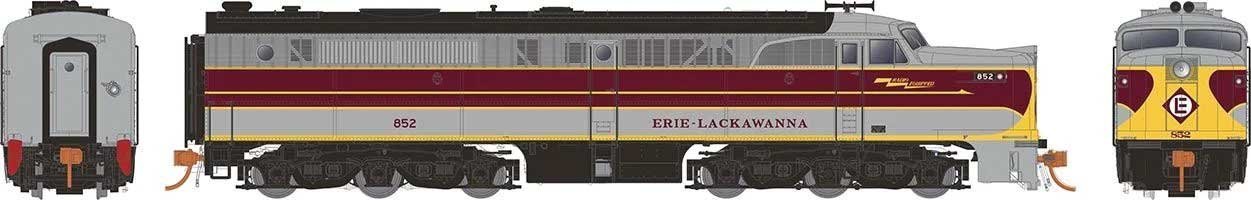 Alco PA1 - Standard DC -- Erie Lackawanna 852 (gray, maroon, yellow), HO, Rapido Trains Inc 23047