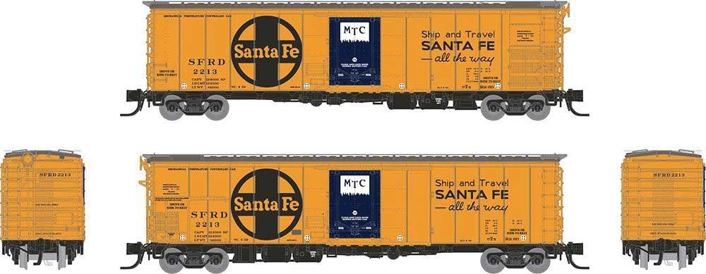 Class RR-60 Mechanical Reefer 4-Pack - Ready to Run -- Santa Fe 2 (orange, blue, black, Ship a, N, Rapido Trains Inc 561008