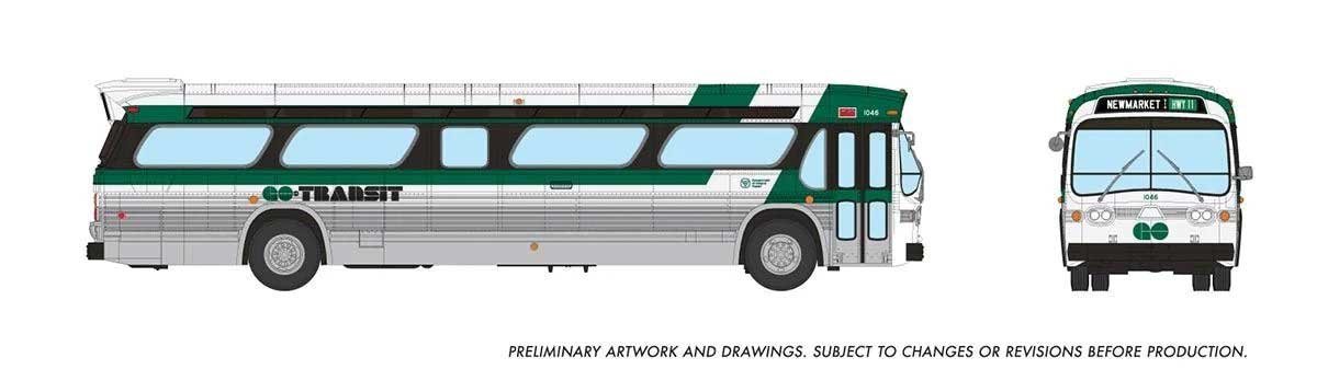 Mid-1960s - 1980s Suburban New Look Bus - Lighted - Assembled -- GO Transit 1046 (Late, green, HO, Rapido Trains Inc 753110