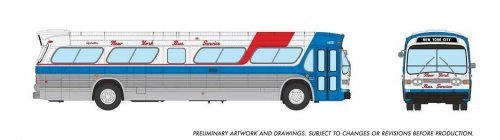 Mid-1960s - 1980s Suburban New Look Bus - Lighted - Assembled -- New York Bus Service 1498 (s, HO, Rapido Trains Inc 753130