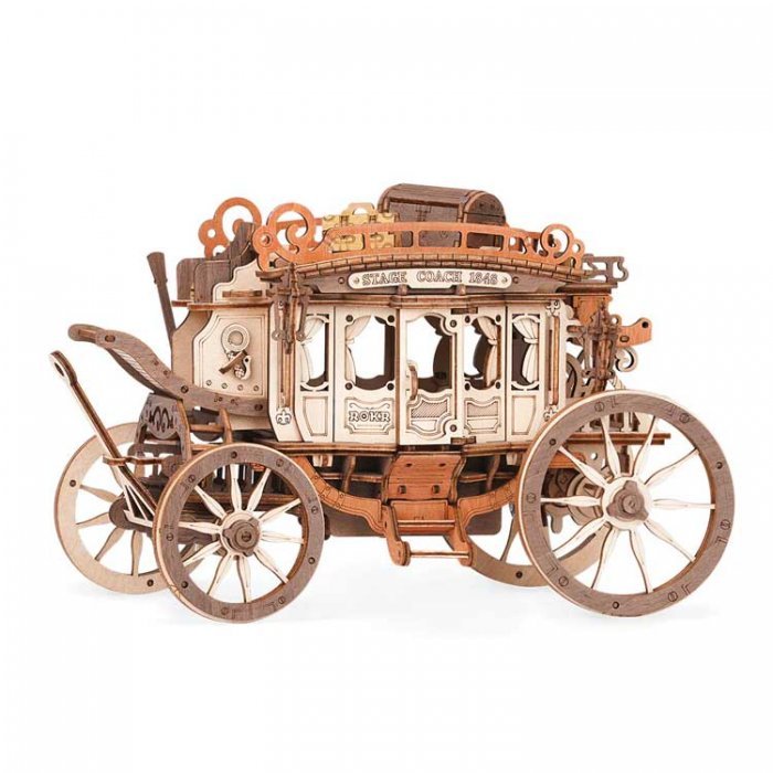 ROKR Stagecoach Mechanical Music Box - Kit -- 3D Puzzle, All Scales, Robotime AMKA1