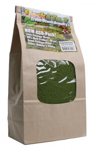 Flock & Turf Ground Cover ECO Pack Bag - 48oz 1.4L -- Coarse - Spring Green, All Scales, Scenic Express 811E