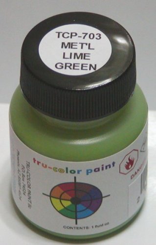 Metallic Acrylic Paints - 1oz 29.6mL -- Lime Green, All Scales, Tru-Color Paint 703