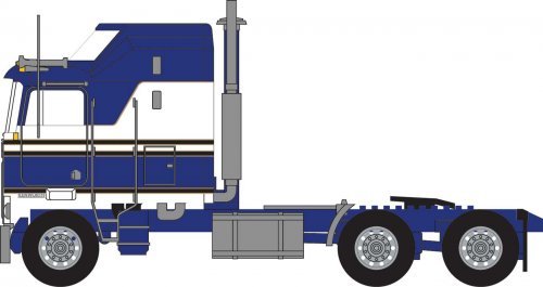 1970s Kenworth K100 Salem Tractor w/Aerodyne Sleeper Cab - Assembled -- Blue, White, N, Trainworx Inc 41062