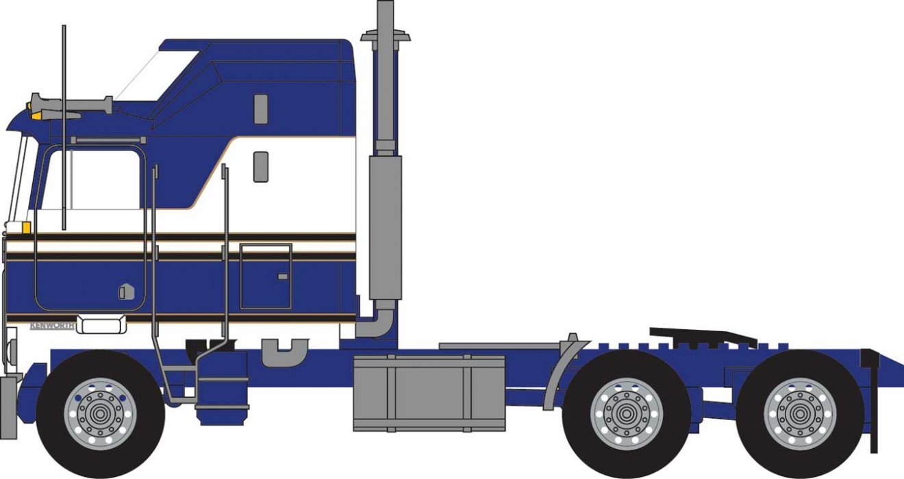 1970s Kenworth K100 Salem Tractor w/Aerodyne Sleeper Cab - Assembled -- Blue, White, N, Trainworx Inc 41062