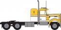 1970s Kenworth W900 Seminole Tractor w/36′ Sleeper Cab - Assembled -- Yellow, White, N, Trainworx Inc 49036