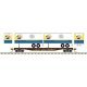 50` Piggyback Flatcar w/Two 24` Trailers - Ready to Run -- Santa Fe 95763 (Falstaff Trailers white, b, N, Trainman 50006506