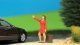 Animated Hitchhiker with Moving Arm -- 3.9cm Under Layout Mount Depth, HO, Viessmann Modellspielwaren 1553