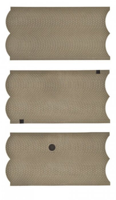 Cobblestone Street Sections -- 10-1/4 x 3-1/8′ 26 x 8cm pkg(3), O, Vollmer Gmbh 48740