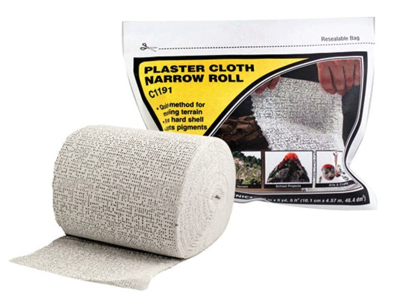 Plaster Cloth -- Narrow Roll - 4` x 15` 5 Sq Ft 10.1cm x 4.6m 464 Sq Cm, All Scales, Woodland Scenics 1191