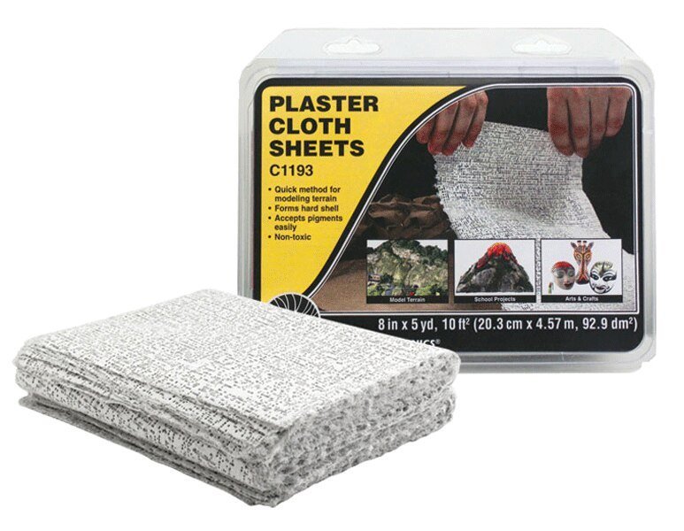 Plaster Cloth -- Sheets 8 x 12′ 19-13/16 sq.ft. 20.3 x 30.4cm, 183 sq.cm pkg(30), All Scales, Woodland Scenics 1193